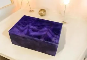 6"x4"x2" Rare Amethyst Stone Jewelry Box – Natural Stone Handmade Storage Gifts - Foto 1 di 7