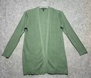 Eileen Fisher Sweater Womens Medium Green Organic Linen Cotton Cardi Open Light - Picture 1 of 15