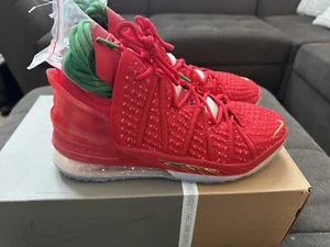 New DS Nike LeBron 18 'X-Mas In LA' Red Lucky Green DB8148-601 Size 10 - Picture 1 of 12