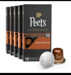 Peet's Ristretto Espresso Capsules 10ct Medium Roast Intensity 10 Coffee 50 ct.. - Picture 1 of 1