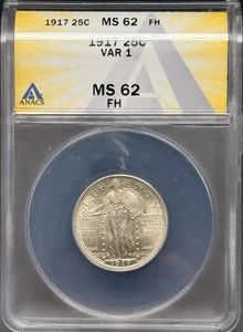 1917 Standing Liberty Quarter ANACS MS-62 Full Head VAR 1 - Picture 1 of 2