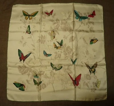 Ancien CARRE Vintage 60s JACQUES FATH Paris TISSUS ET FOULARD Motifs PAPILLONS - Image 1 of 4