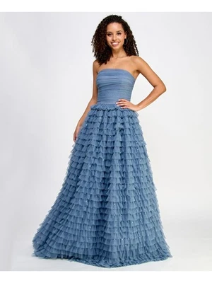 SAY YES TO THE Womens Blue Lined Mesh Sleeveless Formal Dress Juniors 34 - Image 1 of 4