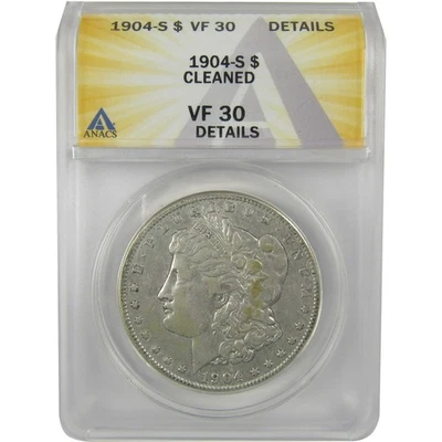 1904 S Morgan Dollar VF 30 Details ANACS Silver $1 Coin SKU:I21167 - Image 1 of 4