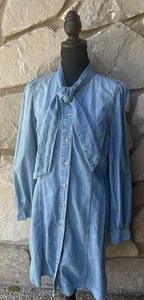 Abito camicia denim SCOOP S/M manica lunga bottoni western cravatta collo CE - Foto 1 di 9