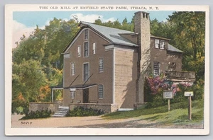 Alte Mühle im Enfield State Park in Ithaca New York um 1920 Postkarte - Bild 1 von 2