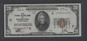 1929 $20.00 Federal Reserve Note Philadelphia Fr-1870C CU / CRISP EPQ (Nice Note - Picture 1 of 5