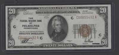 1929 $20.00 Federal Reserve Note Philadelphia Fr-1870C CU / CRISP EPQ (Nice Note - Image 1 of 4
