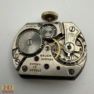 Gruen 400 Uhrwerk Unruh nicht gut - gebrochener Stab - wie besehen Teile oder Reparatur - Bild 1 von 3