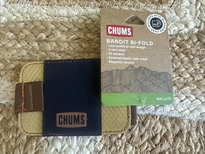 Cartera para tarjetas Chums Bandit Bi plegable RFID cierre magnético naranja azul marino tostado nueva con etiquetas Foto 1 de 4
