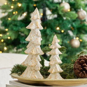 Vintage Weihnachtsbaum Figuren weiß mit Gold, 9,64" Tischplatte Weihnachtsbaum oder... - Bild 1 von 7