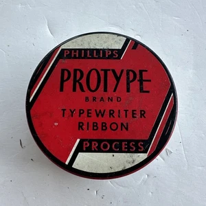 Vintage Phillips Protype Brand Red & Black Typewriter Ribbon Tin Empty - Picture 1 of 3