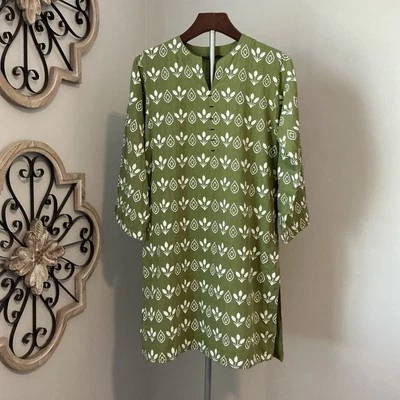 Beechtree Pakistan Shirt Kurti Green Ivory Shirt 2 Way Slub Sz 8 - Image 1 of 4