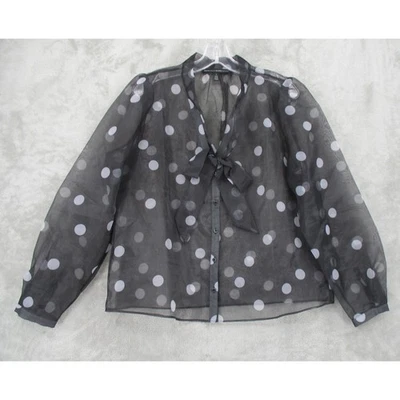 Блузка White House Black Market большая в горошек прозрачная органза бант ретро офис - Изображение 1 из 4