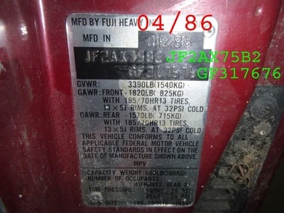 Used Rear Axle Assembly Rear fits: 1986 Subaru Xt 4 Dr Sdn 3.70 ratio w/o lockin Foto 1 de 4