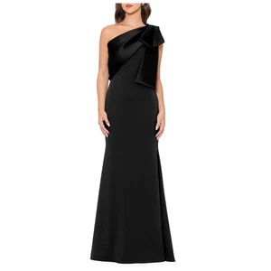 Betsy & Adam Satin Bow Crepe Mermaid Gown Size 10 - Picture 1 of 12
