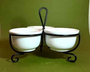 Servidores de condimentos de porcelana de 3 secciones Gourmet Home Accents con un carrito con mango - Imagen 1 de 9