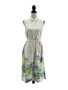 Tommy Bahama Womens Tropical Retreat Shirtdress White Medium Sleeveless Linen - Picture 1 of 7