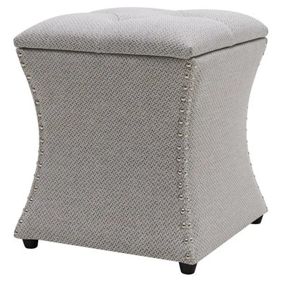 New Pacific Direct Amelia 20" Fabric Nailhead Tufted Storage Ottoman in Gray - Image 1 of 4
