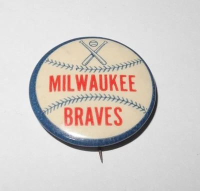 1957 Baseball Milwaukee Braves World Series National League Champions Pin Button - Image 1 of 2