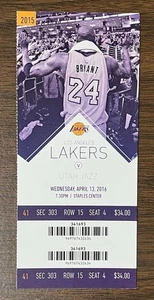 KOBE BRYANT FINAL FULL GAME TICKET LAST GAME EVER 60 POINTS 04/13/2016 UTAH JAZZ - Picture 1 of 12
