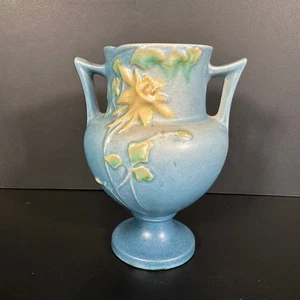 Vintage 40er Roseville USA Keramik Columbine Doppelhenkel Vase Sockel Sockel 150-6 - Bild 1 von 10