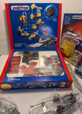 Meccano Erector Power Tool Toy Sets Part Pieces Wheels Hardware More - Image 1 of 4