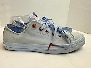 Converse All Star Ox Blue/Blush Suede Rose Gold Hardware Sz W10/M8 US - Picture 1 of 12