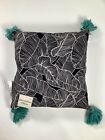Black/ White With Blue Tassel Decorative Pillow (2 Pack) New! Nwt