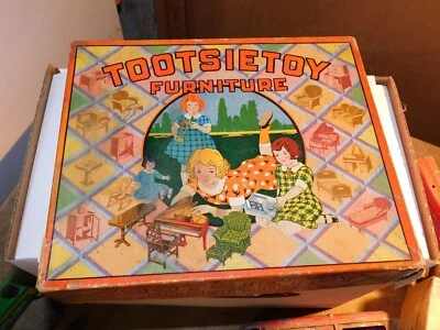 TOOTSIE TOY Metal Doll House Furniture w/box 6 piece #1 living Rm. set - Image 1 of 4
