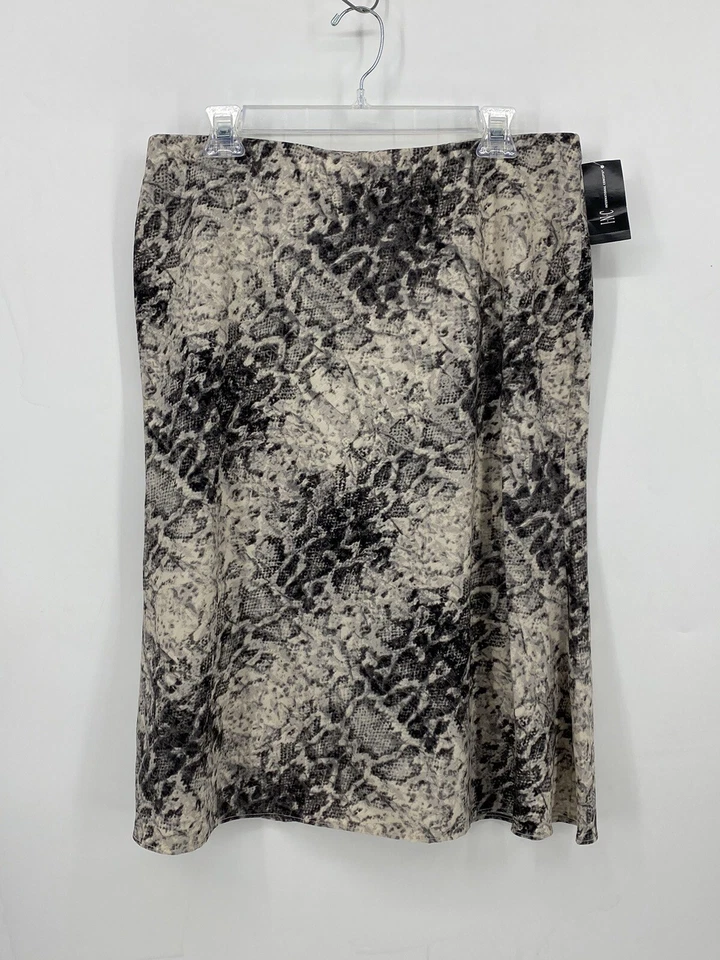 Saia feminina INC EARTH cinza branca elástica cintura estampa de cobra linha A tamanho grande - Imagem 1 de 4