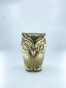 Estatuilla de búho de latón vintage años 60-80 pisapapeles mediados de siglo Taiwán R.O.C. - Imagen 1 de 10