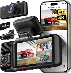 REDTIGER 4K 3 Canali Dash Cam 5G WiFi GPS Incorporato con Scheda da 64GB, 2160P+ - Foto 1 di 5