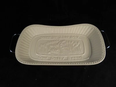 Siena Godinger Porcelain Bread Tray/Silver finish serving rack~Give Us This Day - Image 1 of 4