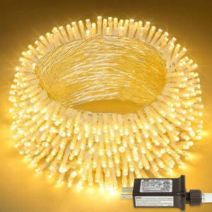 String Lights Indoor,Youngar Twinkle Lights,98Ft 200 LED 8 Modes Warm White Chri - Picture 1 of 7