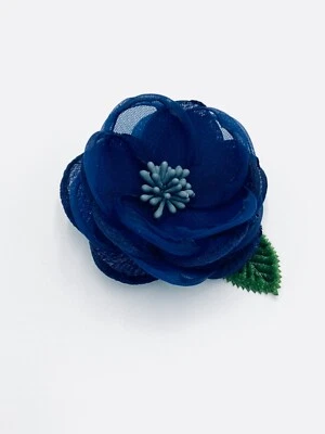 Clips para el cabello para niños barras de flores florales hechos a mano (una sola pieza) - azul oscuro. Foto 1 de 4
