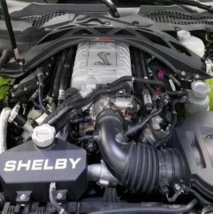 2020-2022 Ford Mustang GT500 SHELBY Logo Billet Aluminum 6 Piece Engine Cap Set - Picture 1 of 8