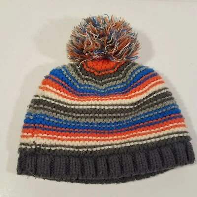  Est 1989 Place Knit Hat Beanie Fleece Lined with Pom Blue Orange Gray Kids 8+  — 第 1/4 张图片