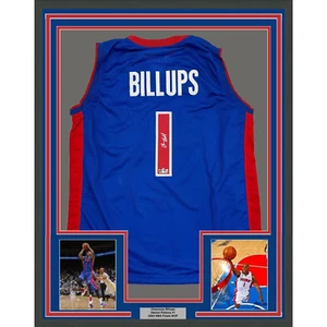 Framed Facsimile Autographed Chauncey Billups 35x39 Detroit Blue Reprint Jersey - Picture 1 of 2