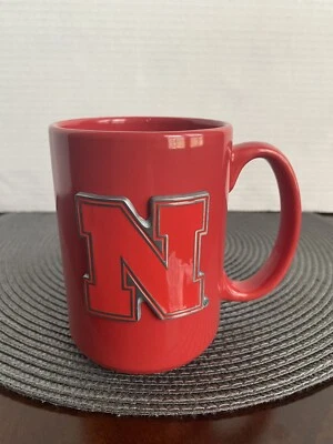 Huskers Nebraska Cornhuskers Football Coffee Mug 3D Raised Logo Gray Red - Image 1 of 3