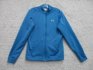 Under Armour Sweater Large Youth Blue Full Zip Pockets Logo Stretch Modern Boys - Picture 1 of 13