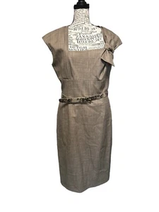 Antonio Melani Sheath Dress w/ Belt Asymmetrical square neckline sz 10 NWT - Picture 1 of 6