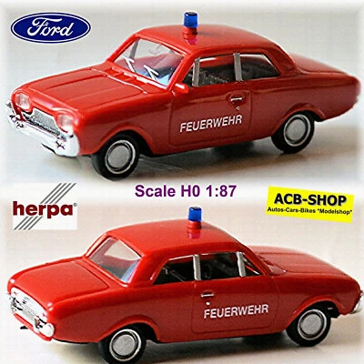 Ford Taunus 17M Pompieri P3 Vasca da Bagno 1960-64 Rosso 1:87 Herpa 044776 - Immagine 1 di 4