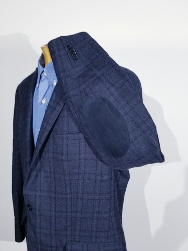 Blazer Michael Kors 42L tweed giacca cappotto sportivo blazer blu arancione toppa gomito