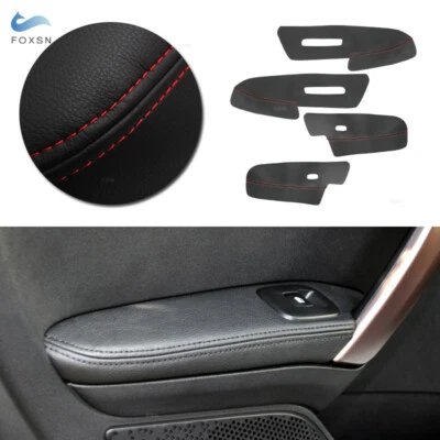 Черная кожа и красная линия дверной панели подлокотник чехол отделка подходит для Peugeot 2008 - Изображение 1 из 4