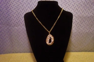 COLLAR COLGANTE ÁGATA DRUZY NATURAL PULIDO CORTE A MANO 18" con CAJA REGALO (A1) - Imagen 1 de 4