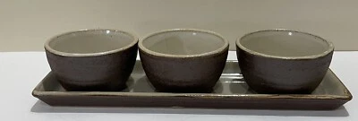 Pottery Barn Set of 4 Appetizer Cracker Snack Dip Tray & 3 Bowls  Earthtone - Image 1 of 4