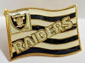 Oakland Vegas Raiders VINTAGE 1990's NFL Football ENAMEL LAPEL PIN Tie Tack Flag