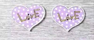 wood love heart sewing buttons 2 holes crafts 1 inch purple white dot set - Picture 1 of 2