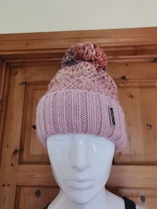 Perfect Beanie Thick Cable Knit Fleece-lined Warm Pompoms Hat Outdoor Pink - Bild 1 von 13